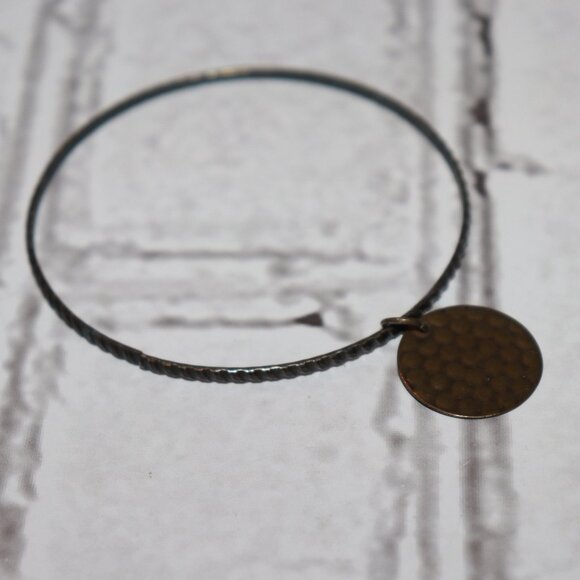 Beautiful bronze medallion coin charm bangle bracelet 7" - Picture 1 of 4